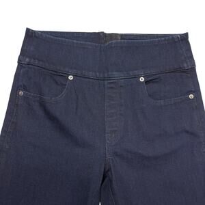 SPANX Jeans High Rise Slim Boot Dark Wash Back Zip Dark Indigo Denim Size 28